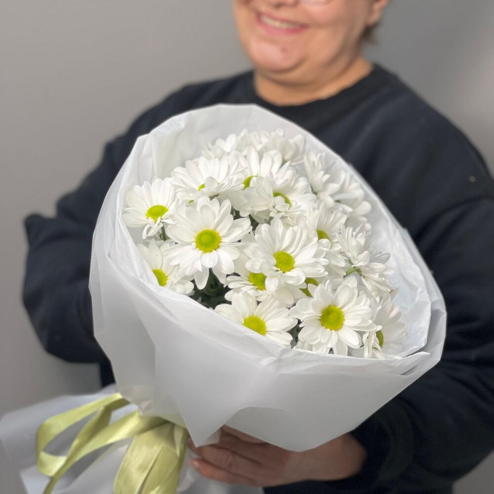 Букет «Ромашковый» – нежные белые хризантемы в деревенском стиле Асбест Свердловская область